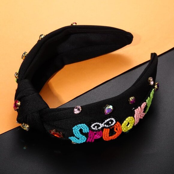 Halloween Headband Rhinestone Beaded Top Knot Accessories for Women main image 7